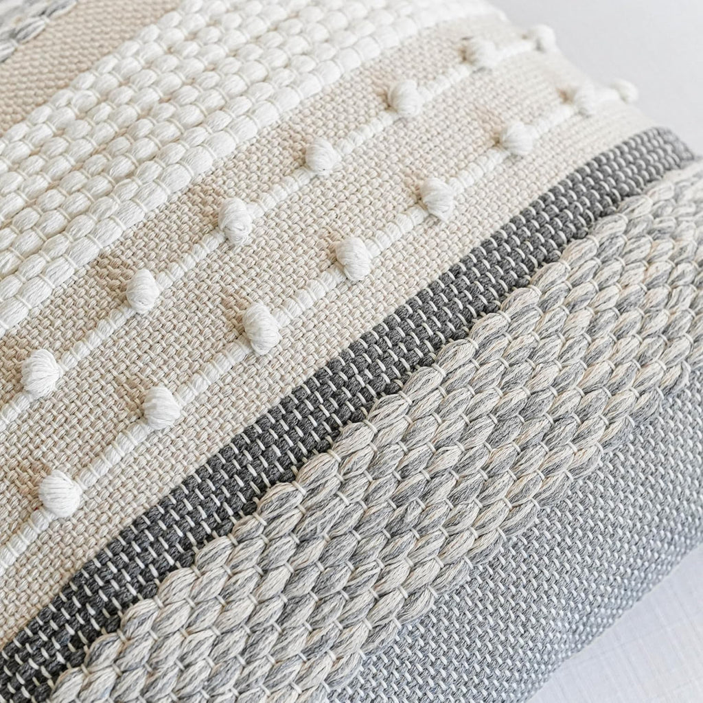 BlissBlush Decorative Lumbar Throw Pillow Cover 14x24 Boho Gray Accent Cushion for Couch Sofa Farmhouse Pillowcase for Bedroom Living Room Home Décor Cover ONLY