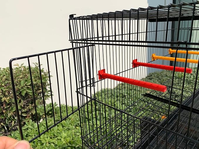 Seny Set of 4 Stackable Breeding Bird Cage for Canary Finch Small Birds (Black)