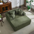 61" Oversized Chaise Lounge Chair Indoor, Boneless Couch Cloud Fluffy Chaise Lounges Corduroy Upholstered Sofa Bed w/Throw Pillows for Living Room Home Green