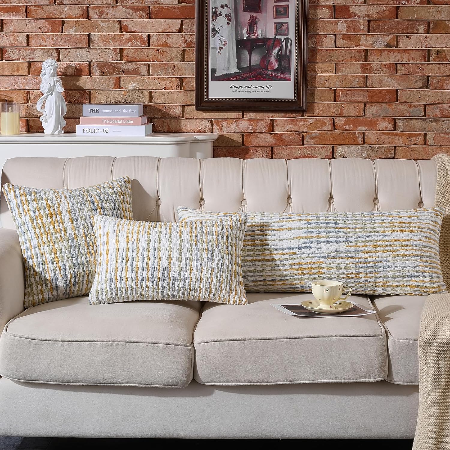 AmHoo Boho Chenille Pillow Cover Decorative Tufted Pillowcase for Couch Bed Sofa Bedroom Living Room Modern 18 x 18-Inch Grey