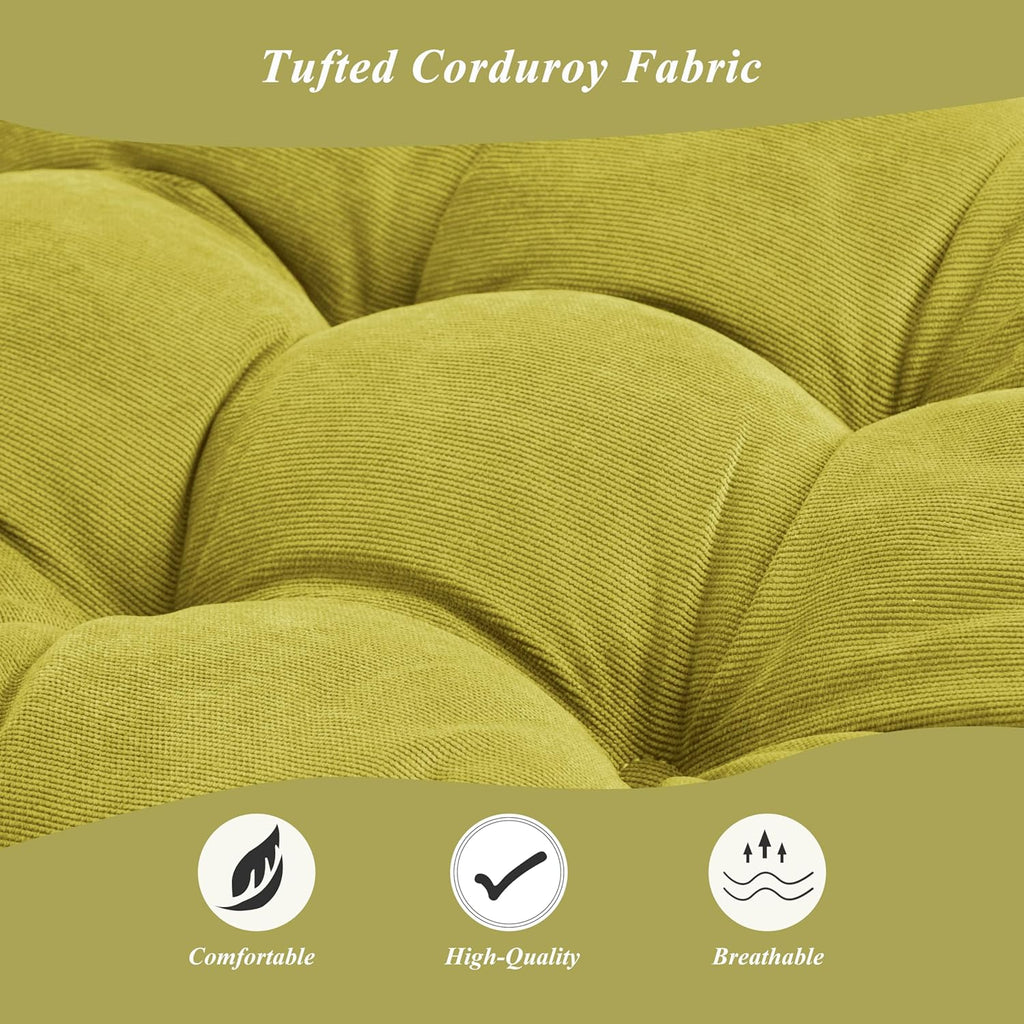 Meditation Floor Pillow 22×22 Inch 1 Pack Large Floor Cushions for Adults Square Tufted Corduroy Floor Pillows for Yoga Living Tatami Room Green