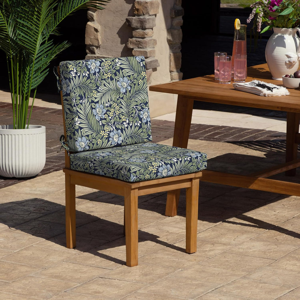 Arden Foam Outdoor Dining Chair Cushion, 20 x 20, Made with ProFoam, Rain-Proof, Fade Resistant, Sapphire Morrison Floral