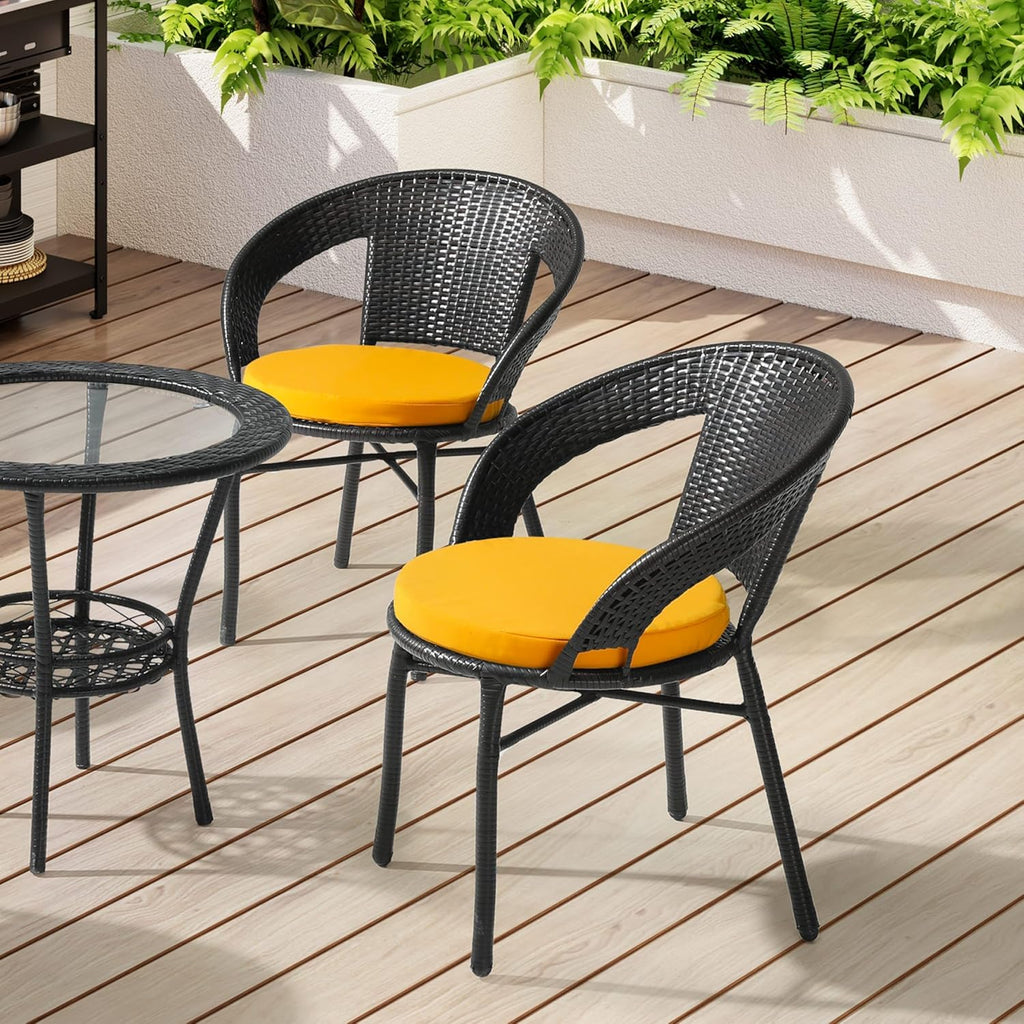 WestinTrends Solace Outdoor Patio Kitchen Dining Chair Round Seat Cushions Set of 4, 16 x 16, Yellow
