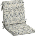 Arden Outdoor Midback Chair Cushion, 18 x 16.5, Rain-Proof, Fade Resistant Neutral Aurora Damask