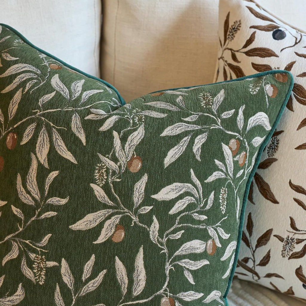 Alerfa Green Floral Throw Pillow Cover 18 x 18 Inch Sqaure Luxury Decorative Pillow Cover for Couch Living Room Bedroom