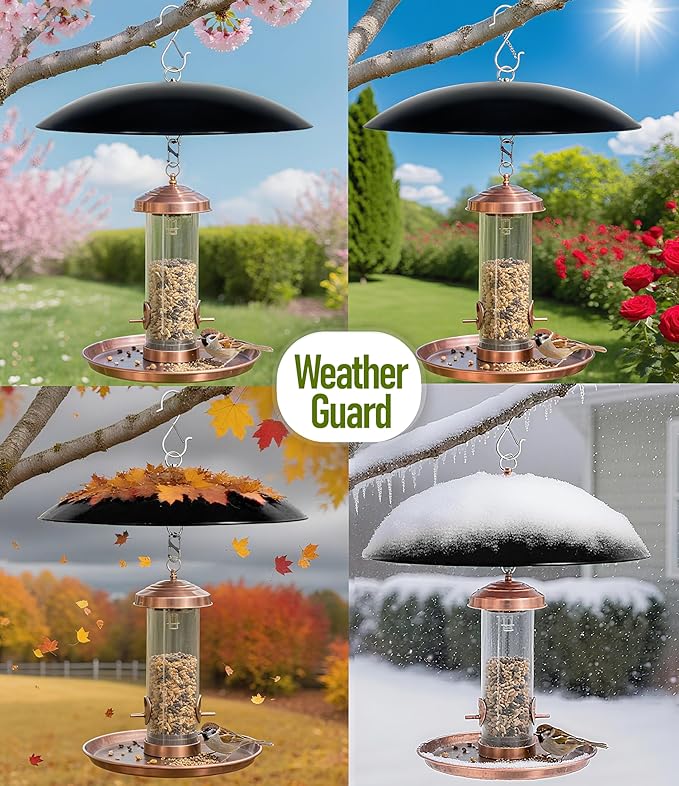 13" Bird Feeder Rain Cover,Bird House Dome,Hummingbird Feeder Guard, Proof for Shepherd's Hook Outdoors, (Black), 4Pack