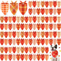 100 Pieces Fall Dog Bandanas Bulk Plaid Bandanas for Dogs Autumn Thanksgiving Soft Doggie Bibs Adjustable Triangle Scarves for Small Medium Large Pet Fall Autumn Costume