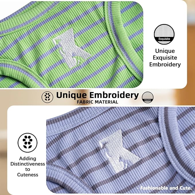 Koneseve Dog Shirt 2 Pack Breathable Sleeveless Vest, Stretchy & Soft, Purple & Vivid Green Size 5XL