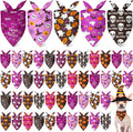 Weewooday 50 Pcs Halloween Dog Bandanas Bulk Pumpkin Ghost Bandanas for Dogs Soft Triangle Bibs Adjustable Triangle for Small Medium Large Pets Halloween Party Costume(25.6 x 17.7 x 17.7 inch)