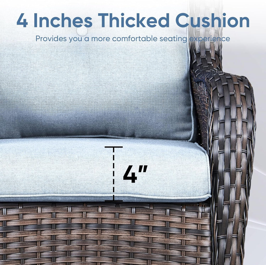 9-Piece Outdoor Patio Cushion Set - Fade & Water Resistant with Removable Olefin Cover, 22x24x4 Inch Memory Foam Cushions for Wicker Sectional Sofa – Baby Blue/Buckle