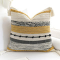 BlissBlush Fall Yellow Mustard Decorative Throw Pillow Cover 20x20 Square Boho Accent Pillowcase Tassels Farmhouse Cushion for Couch Sofa Bedroom Living Room Home Décor Cover ONLY