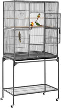 Yaheetech 63-Inch Wrought Iron Rolling Large Bird Cage for African Grey Small Quaker Amazon Parrots Canary Bird Flight Cage