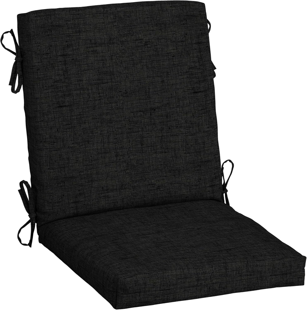 Arden Outdoor Midback Chair Cushion, 18 x 16.5, Rain-Proof, Fade Resistant Black Leala