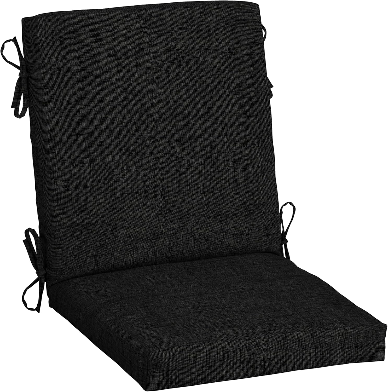 Arden Outdoor Midback Chair Cushion, 18 x 16.5, Rain-Proof, Fade Resistant Black Leala