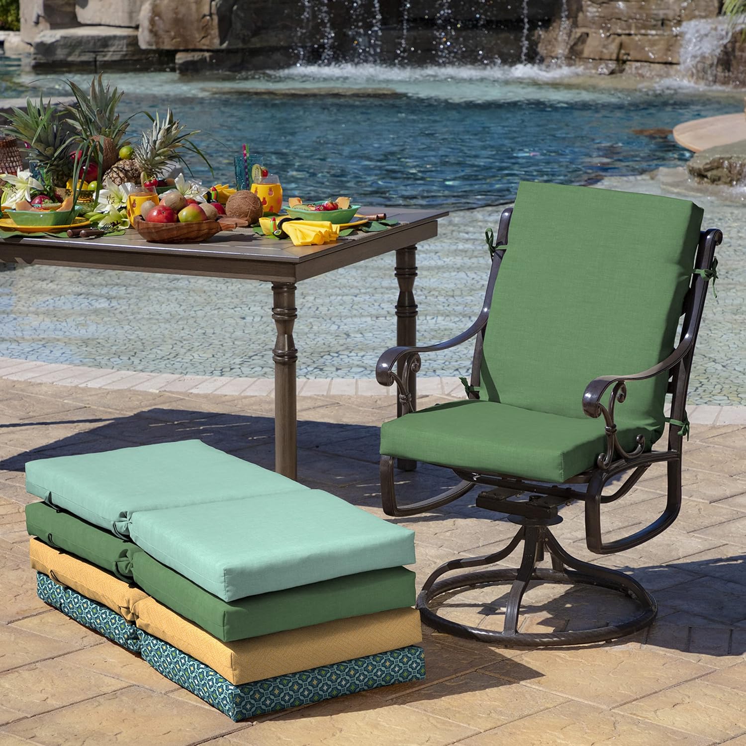 Arden Outdoor Midback Chair Cushion, 18 x 16.5, Moss Green Leala