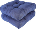 RACE LEAF 19" x 19" Patio Chair Cushions Navy - Outdoor/Indoor Tufted Memory Foam Chair Pads Set of 2, Water-Resistant Olefin Chair Seat Cushion Non-Slip Backing