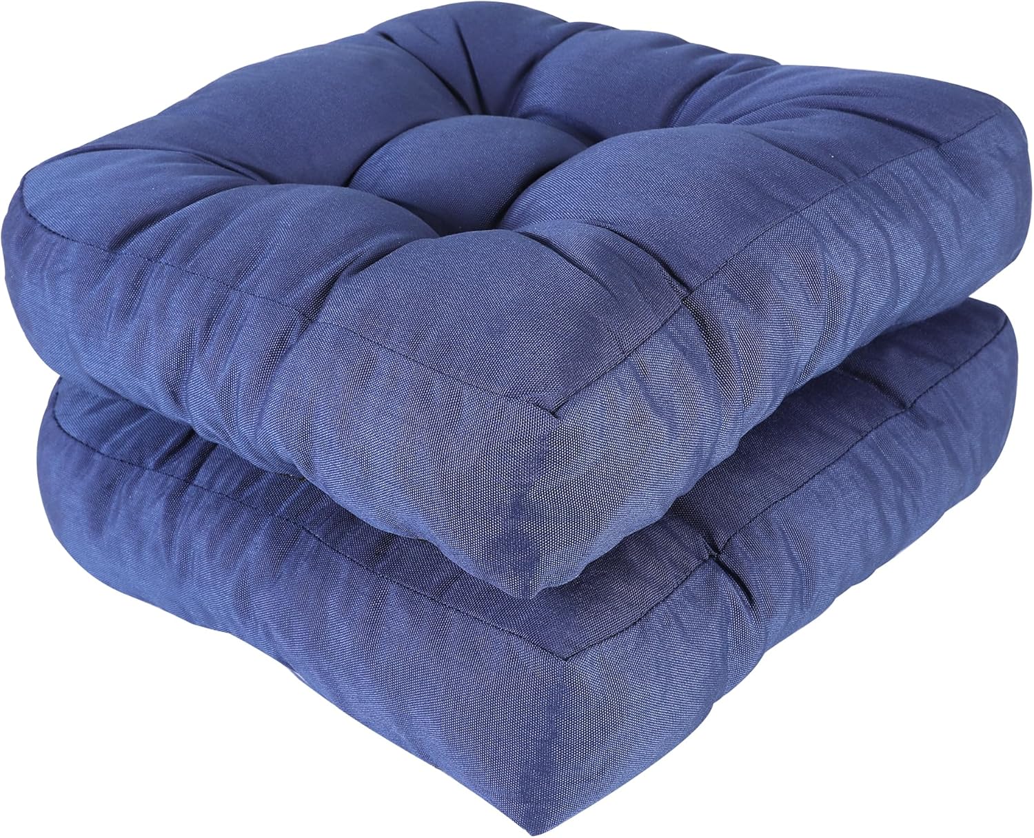 RACE LEAF 19" x 19" Patio Chair Cushions Navy - Outdoor/Indoor Tufted Memory Foam Chair Pads Set of 2, Water-Resistant Olefin Chair Seat Cushion Non-Slip Backing