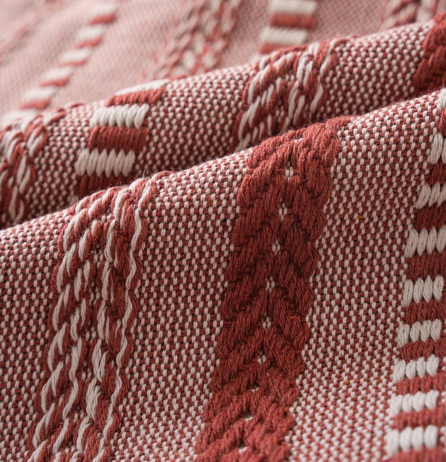 Boho Throw Pillow Covers 20x20 Inch Set of 2, Farmhouse Decorative Couch Pillow Cases, Rust Accent Pillows of Bed, Sofa Bedroom Living Room Home Decor Cushion Cover