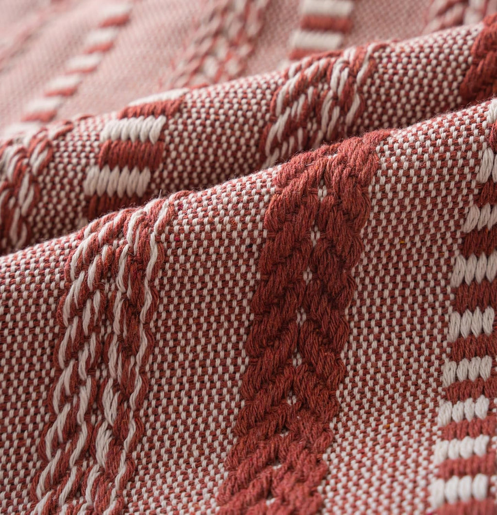 Boho Throw Pillow Covers 12x20 Inch Set of 2, Farmhouse Decorative Couch Pillow Cases, Rust Accent Pillows of Bed, Sofa Bedroom Living Room Home Decor Cushion Cover