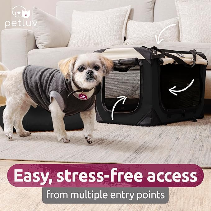 Medium Cat Carrier & Dog Carrier for Most Cats or Small Dog. Soft Sided Pet Carrier for Travel. Collapsible, Portable with Soft Bed, Top & Side Loading, Locking Zippers, Puppy Crate & Kennel