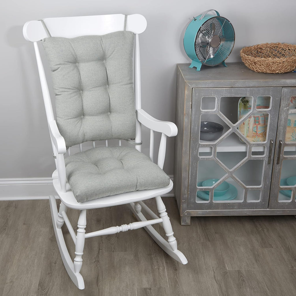 Klear Vu Omega Non-Slip Rocking Chair Cushion, Assembled in USA, Thick Tufted Design, Includes Seat Pad & Back Pillow with Ties, 17x17 Inches, 2-Piece Set, Solid Spa