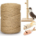 328FT/100M Cat Scratching Sisal Rope, 6mm Thick Natural Jute Rope for Scratch Posts, Cat Trees, DIY Projects, Sisal Rope for Scratcher with 2 Mouse Toys (Natural, 328ft)