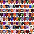 Newwiee 100 Pieces Halloween Dog Bandanas Bulk for Large Dogs Adjustable Triangle Bibs Scarf Halloween Skull Ghost Spider Pumpkin Bat Pet Costumes Scarf Holiday Accessories for Large Dog Puppy Cat