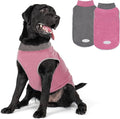 cyeollo 2 Pack Dog Sweater Stretchy Fleece Sweatshirt Clothes Winter Reflective Dog Jacket Pet Sweaters for Medium Large Dogs Girl, Pink & Grey XXL