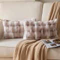 Pack of 2 Thick Plush Throw Pillow Covers Fluffy Wave Faux Fur Decorative Cushion Covers Soft Wool Pillowcase for Sofa Couch Livingroom 12x20 Inch White Taupe