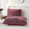 Uhamho Set of 2 Pillowcases Faux Fur Throw Pillow Covers King Size Shams Soft Velvet Decorative Zipper Closure (Dusty Rose, 20"x36")