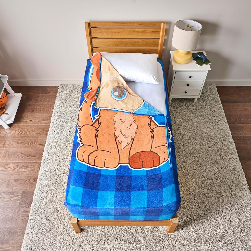 Bleacher Creatures ZippySack Twin Bed Zip-Up Bedding – Super Soft Fleece Fitted Blanket with Side Pocket & Durable Zipper – Easy Bed-Making for Kids (Dog)