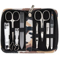 3 Swords Germany - brand quality 8 piece manicure pedicure grooming kit set synthetic leather case camouflage - Made in Germany
