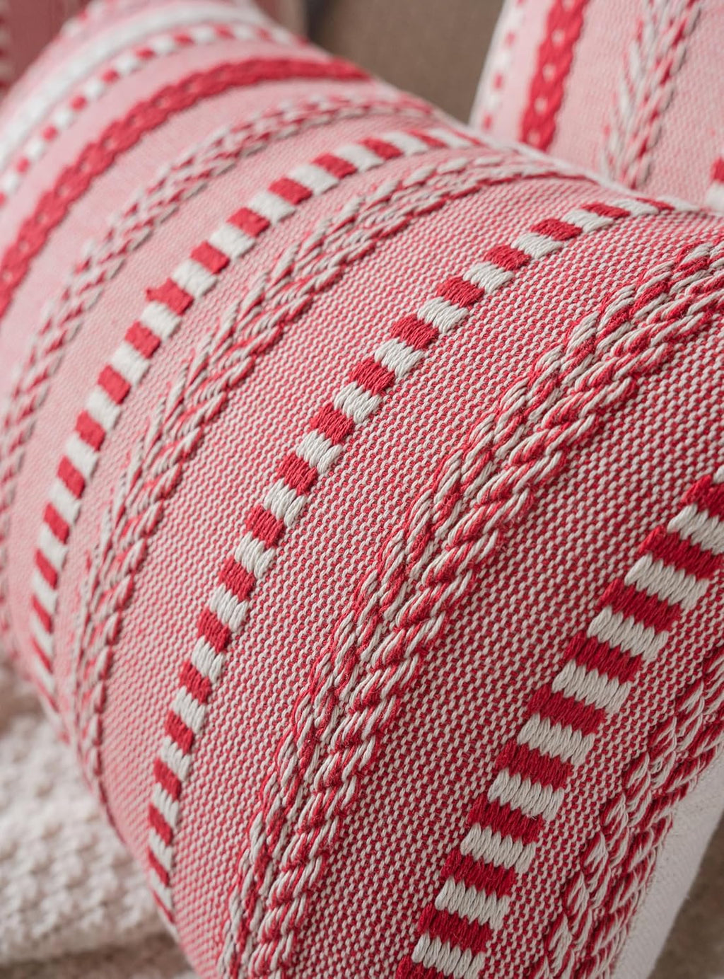 Christmas Lumbar Pillow Covers 14x36 Long, Farmhouse Boho Christmas Decorative Couch Pillow Cases, Red Accent Pillows of Bed, Sofa Bedroom Living Room Home Decor Cushion Cover, Pack of 1