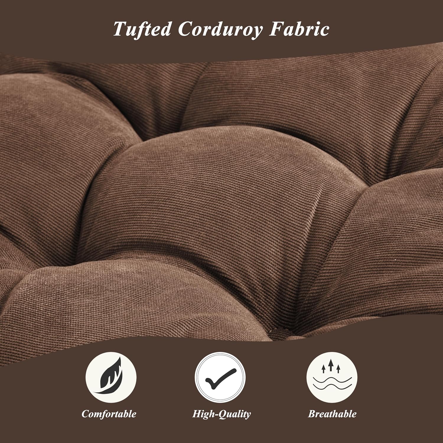 Meditation Floor Pillow 22×22 Inch 2 Pack Large Floor Cushions for Adults Square Tufted Corduroy Floor Pillows for Yoga Living Tatami Room Coffee