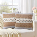 Pyonic Pack of 2 Boho Throw Pillow Covers 18x18 Inch Farmhouse Decorative Throw Pillows for Bed Sofa Living Room,Gray Modern Cushion Cover Couch Pillows Cover Home Decor