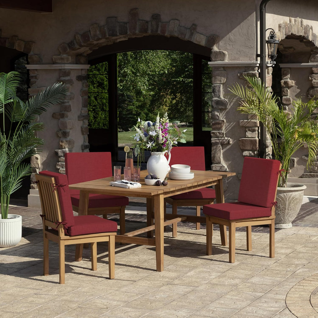 Arden Foam Outdoor Dining Chair Cushion, 20 x 20, Made with ProFoam, Rain-Proof, Fade Resistant, Ruby Red Leala