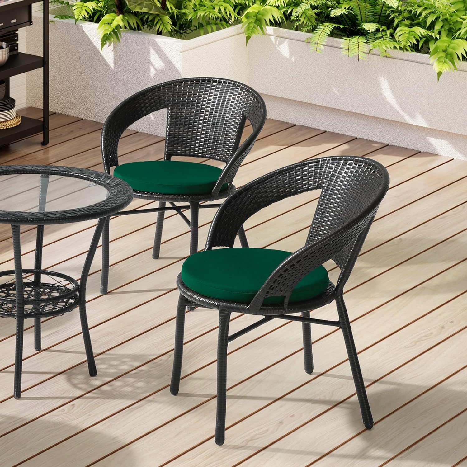 WestinTrends Solace Outdoor Patio Kitchen Dining Chair Round Seat Cushions Set of 4, 16 x 16, Green