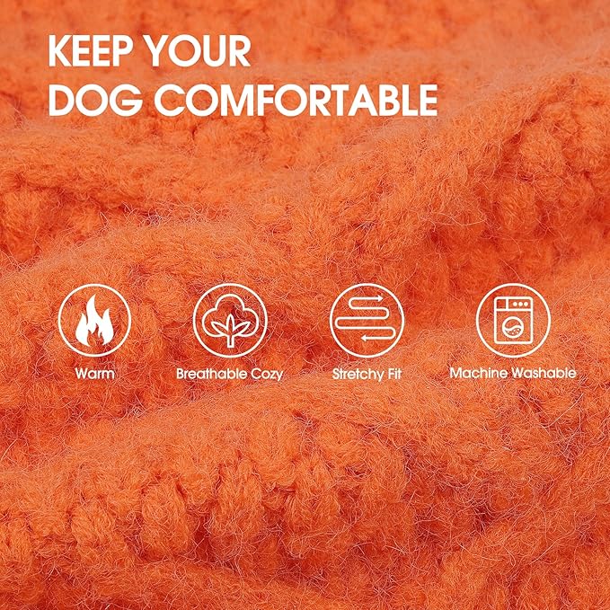 IECOii Dog Sweaters for Large Dogs - XXL, Warm Pullover Vest Knitted Dog Sweatshirt for Extra Large Dogs, Suitable for Golden Retriever, Pitbull - Orange, Size 2XL