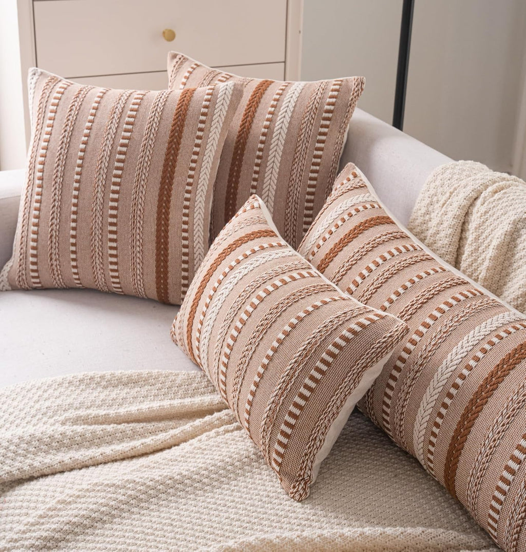 Boho Lumbar Pillow Covers 14x36 Long, Farmhouse Decorative Couch Pillow Cases, Brown Accent Pillows of Bed, Sofa Bedroom Living Room Home Decor Cushion Cover, Pack of 1