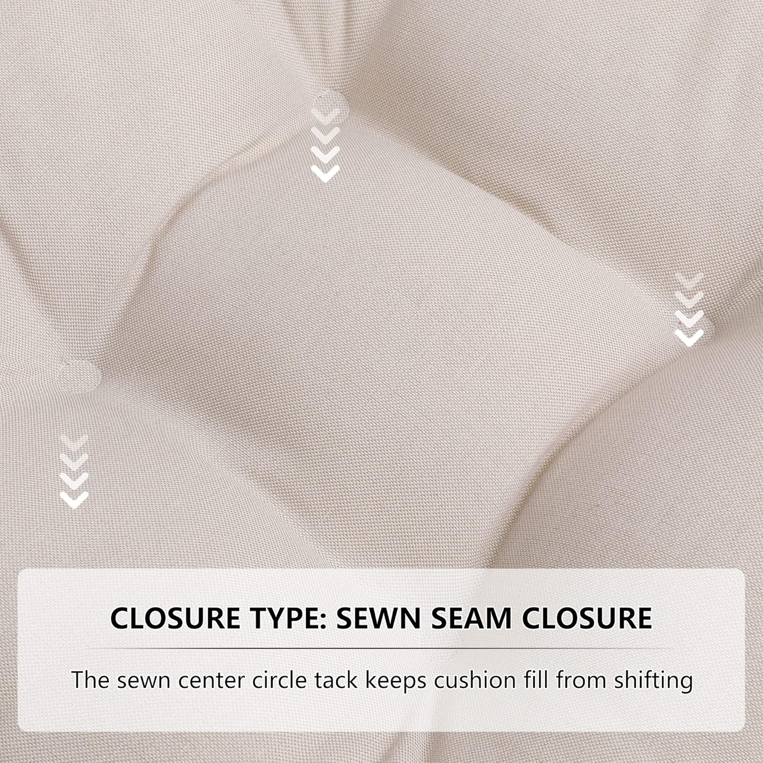 RACE LEAF Chair Cushions 19" x 19" Patio Chair Seat Pads, Set of 2 Thick Fill Tufted Square Patio Cushions, Water-Resistant with Ties for Non-Slip Support, Beige