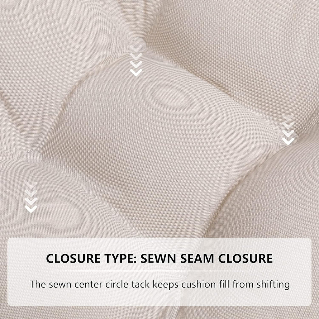 RACE LEAF Patio Chair Cushions 17x17 Inch 4 Pack, Thickened Outdoor Seat Cushions Water Resistant with Non-Slip Ties & Stain Resistant Tufted Design (Beige)