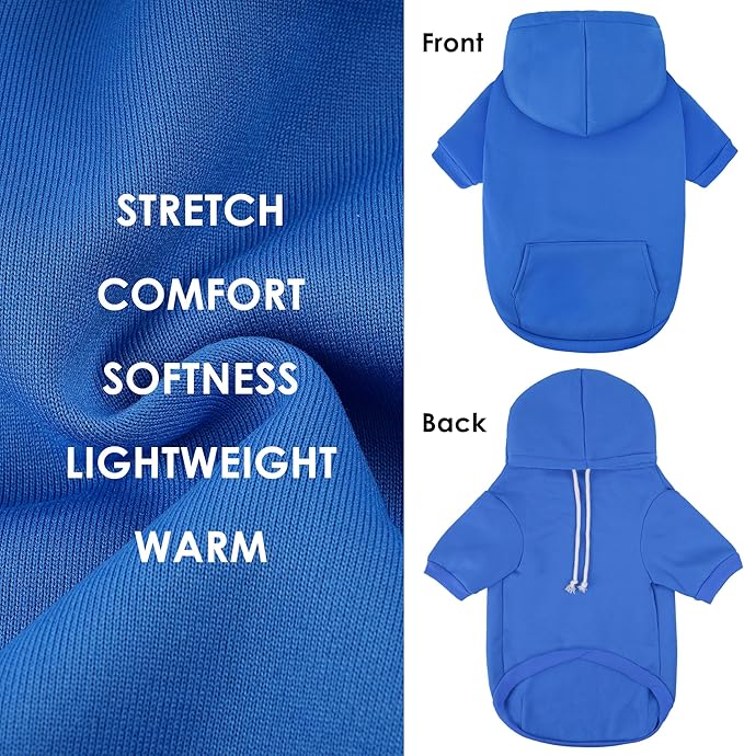 Dog Basic Hoodie Ultra-Soft Plaid Dog Clothes Cold Weather Sweaters for Medium Large Dogs Breathable Cozy Fabric Pet Coat Warm Stylish Sweatshirt with Leash Hole Pocket Dogs Jacket for Cats Boys Girls