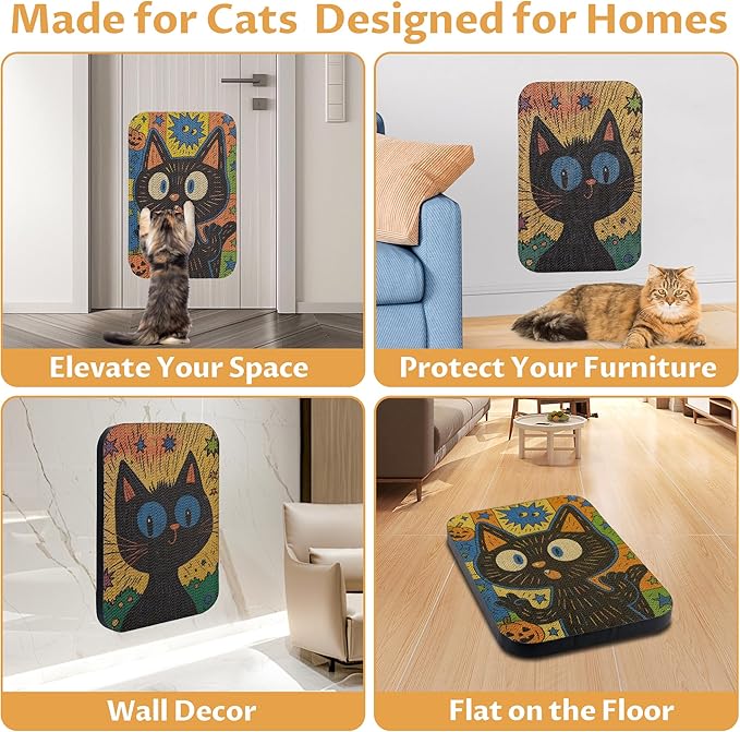2 Packs Art Cat Wall-Mountable Scratching Board 16.7x11x1 Inch Cat Wall Scratch Pad and Scratcher for Indoor Cats Furniture Protector (MagicCat)