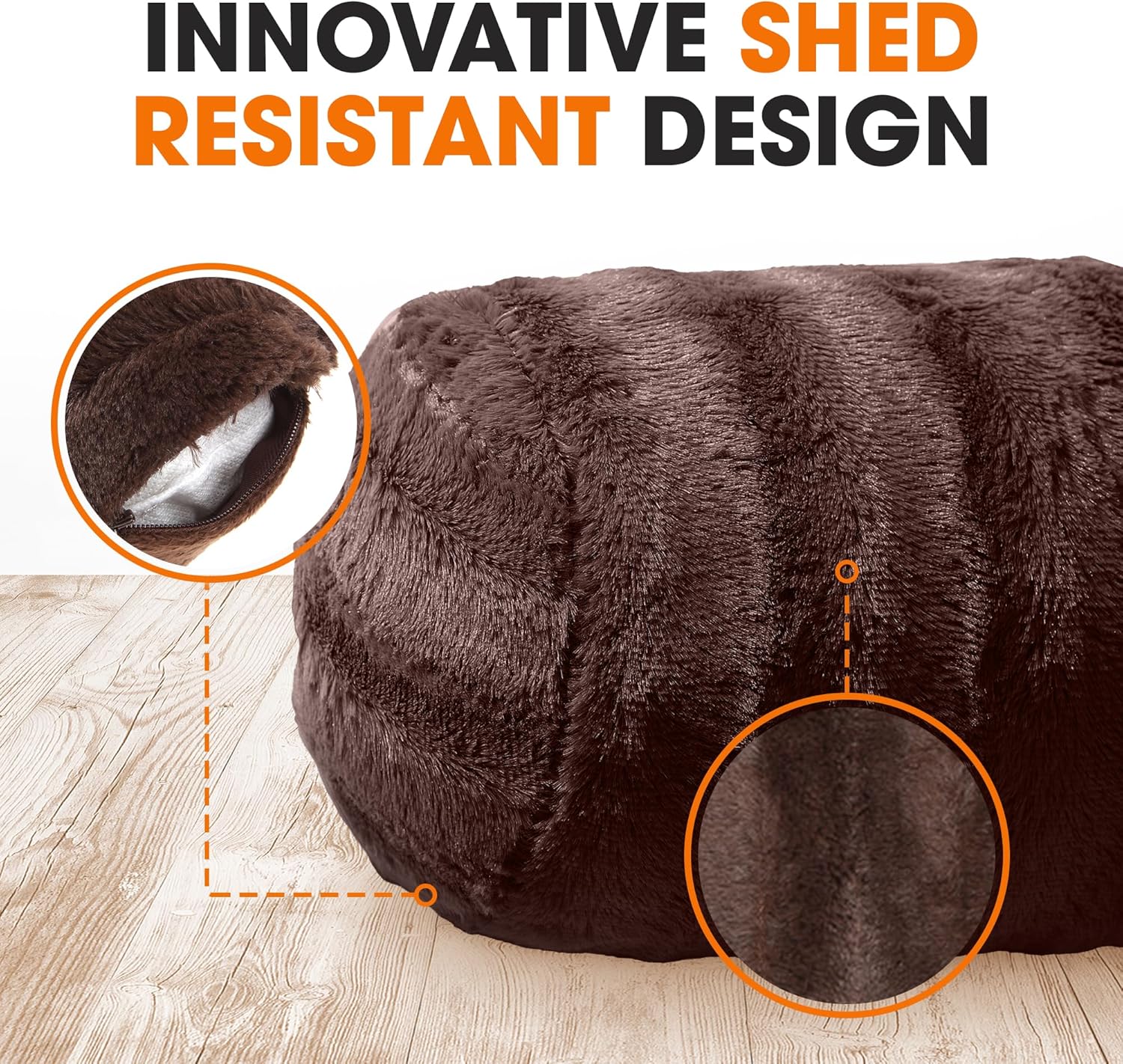 Cheer Collection Faux Fur Bolster Pillows – Soft Decorative Cylinder Pillows for Bed or Couch, Machine Washable – 8” x 24”, Set of 2, Choco