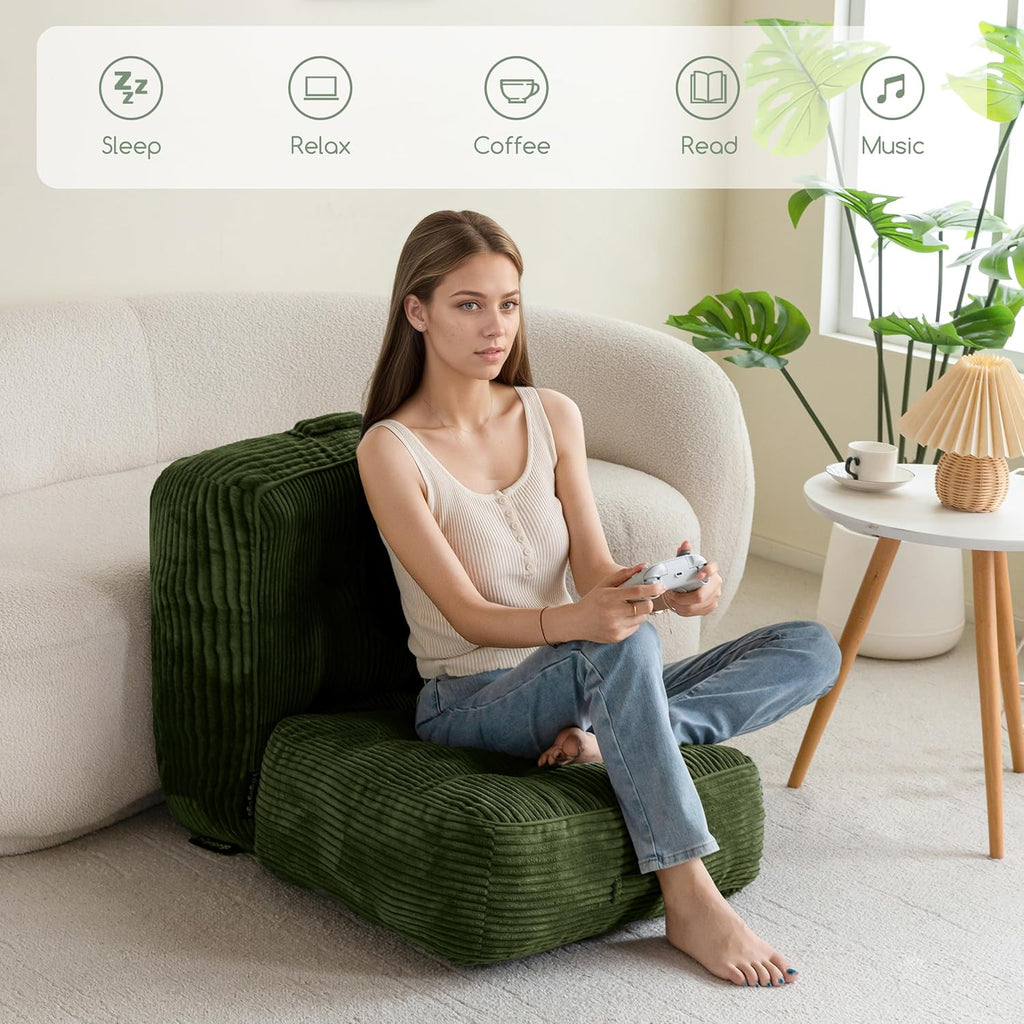 8" Washable Floor Pillow Cushion for Adults, Meditation Cushion Pillow, Large Square Floor Sitting, Removable Tufted Corduroy Cover, for Tatami Living Room or Yoga, 22x22 Inch, Machine Washable