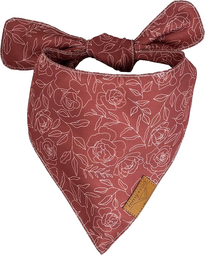 Remy+Roo Large Spring Dog Bandanas - 4 Pack Rubi Set | Premium Durable Adjustable Polyester Fabric | Patented Shape Girl Bandana, Floral Bandana