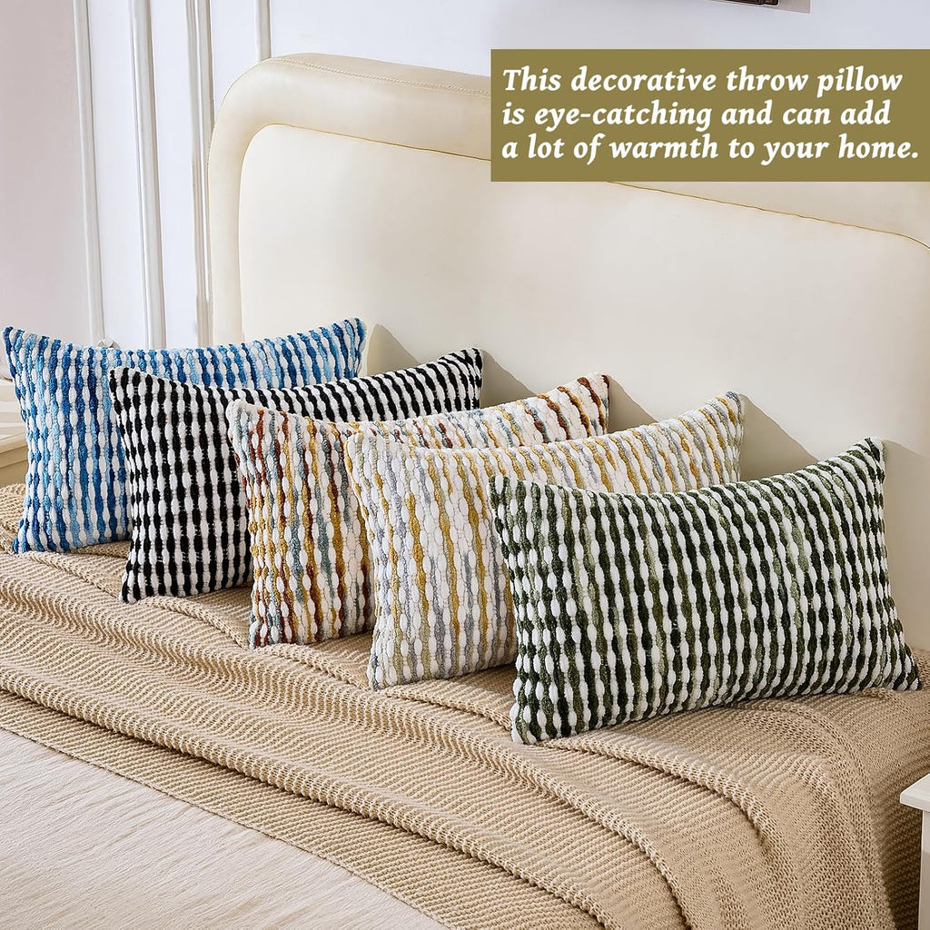 AmHoo Set of 2 Boho Chenille Pillow Cover Decorative Tufted Pillowcase for Couch Bed Sofa Bedroom Living Room Modern 12 x 20-Inch Grey