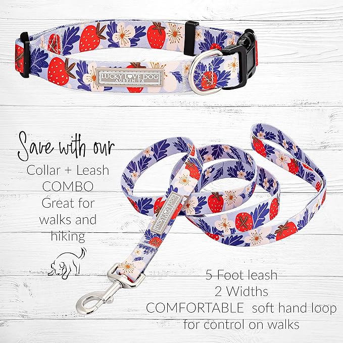 Lucky Love Dog - Adjustable Dog Collar with Easy Click Buckle for Small to Large Ones, Durable, & Comfortable for Male & Female Dogs, Pet Collar for Puppies & Adult Dogs - Sweet Berry, Medium