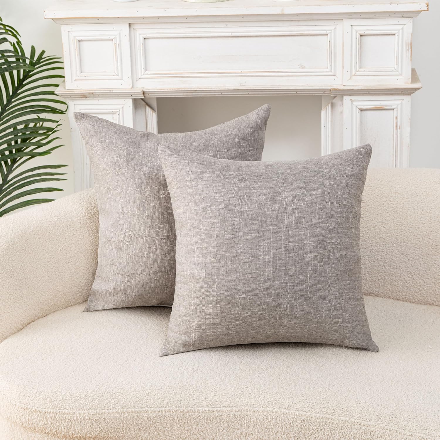 Throw Pillow with Insert 18x18 Inch Set of 2 - Modern Fall Home Decor for Living Room Sofa, Bed - Cute Square Accent Cases - Anthropologie Style Decor (Seagull Grey #P1-17)