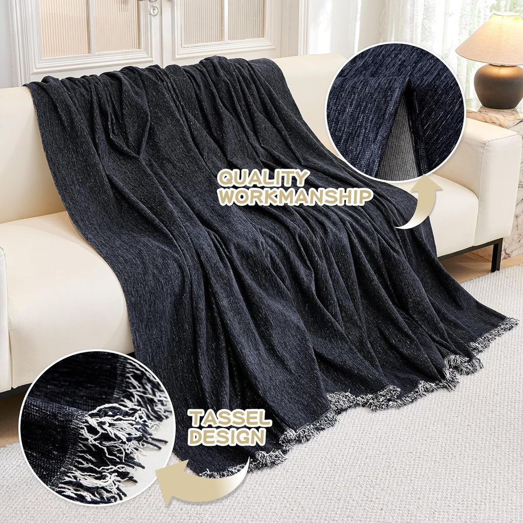 MYSKY HOME Couch Cover for Dogs, Washable Couch Covers for 3 Cushion Couch Sofa, Super Soft Chenille Sofa Slipcover, Non Slip, Furniture Protector, 71"x150", Navy Blue